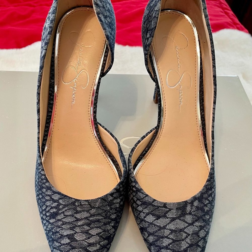 Jessica Simpson Claudette Indigo Snake Print Pumps